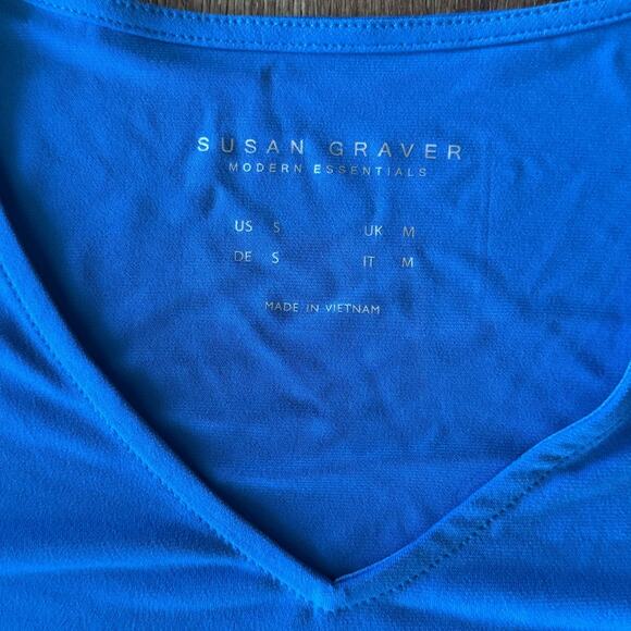 Susan Graver Size Small Blue 3/4 Sleeve Shirt Modern Essentials - Picture 4 of 6